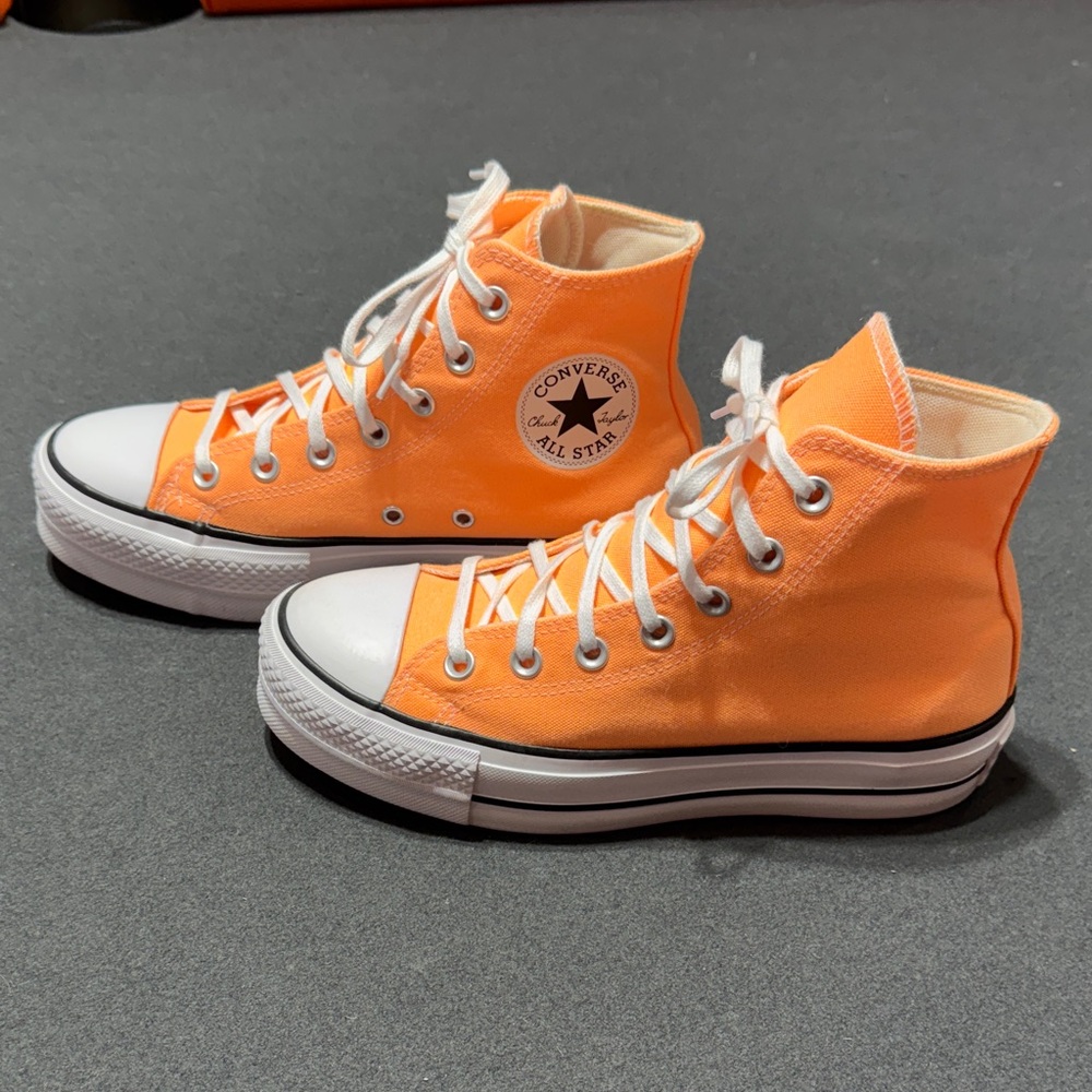 Converse Women's Bright Orange Platform Sneakers High-Tops
